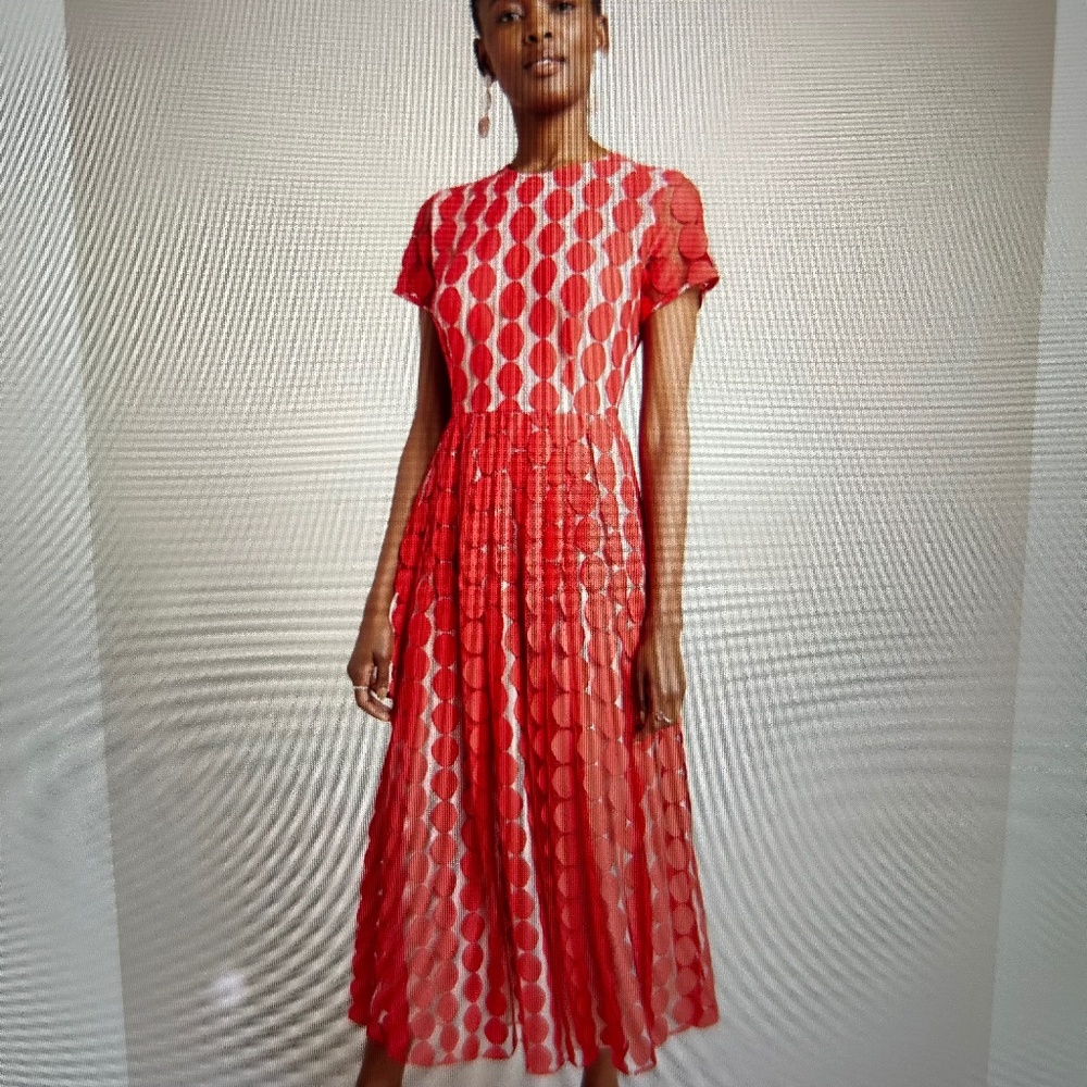 Anthropologie Waverly Grey Red/Nude Lace Dress